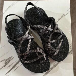 Chaco Black Adventure Sandals with Adjustable Straps